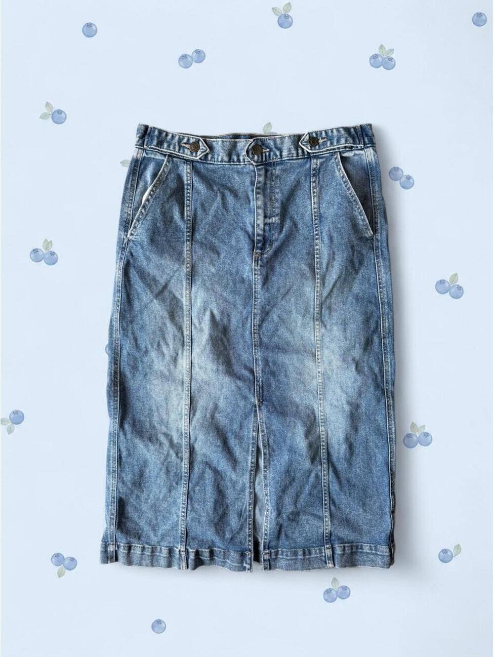 Chaps denim midi skirt